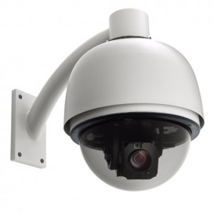 surveillance camera isolated on white background, studio shot